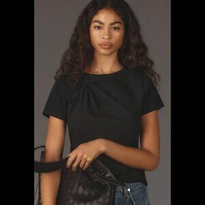 NEW ANTHROPOLOGIE Maeve Twist Tee S Small Black T-shirt